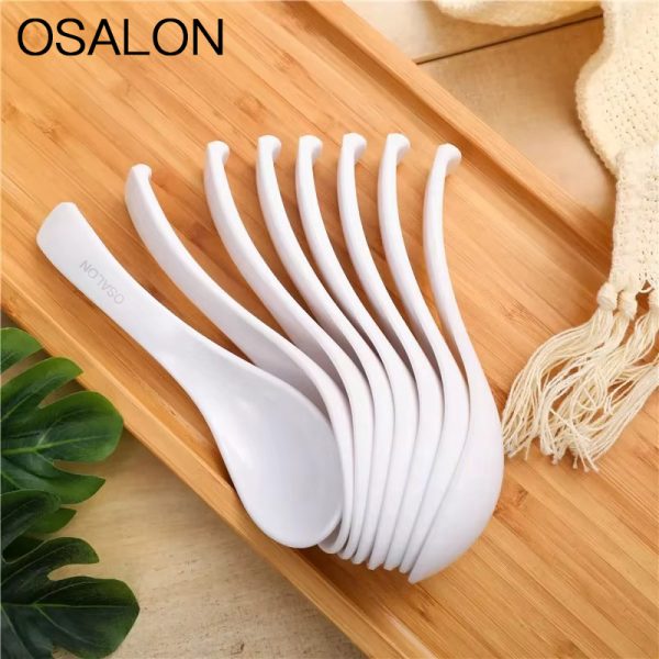 OSALON Imitation Porcelain Pattern Spoon Household Kitchen Accessories Black Melamine Spoon Lamian Noodles Spoon