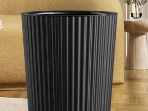 OSALON Simple Striped Trash Can, Paper Basket Bin For Bedroom, Living Room, Bathroom, Waste Management Container