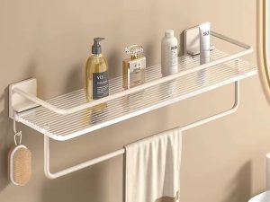 OSALON Acrylic Transparent Wall Storage Rack Cosmetic Makeup Storage Tray Shampoo Rack Shower Shelf Bathroom Accessories No Drill Shelf