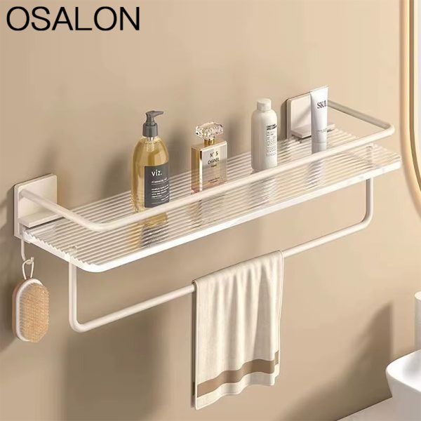 OSALON Acrylic Transparent Wall Storage Rack Cosmetic Makeup Storage Tray Shampoo Rack Shower Shelf Bathroom Accessories No Drill Shelf